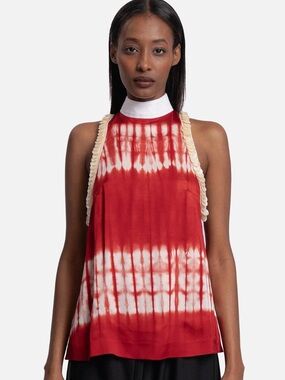 Wales Bonner Chris Tie-Dye Halter Top in Red and Ivory
